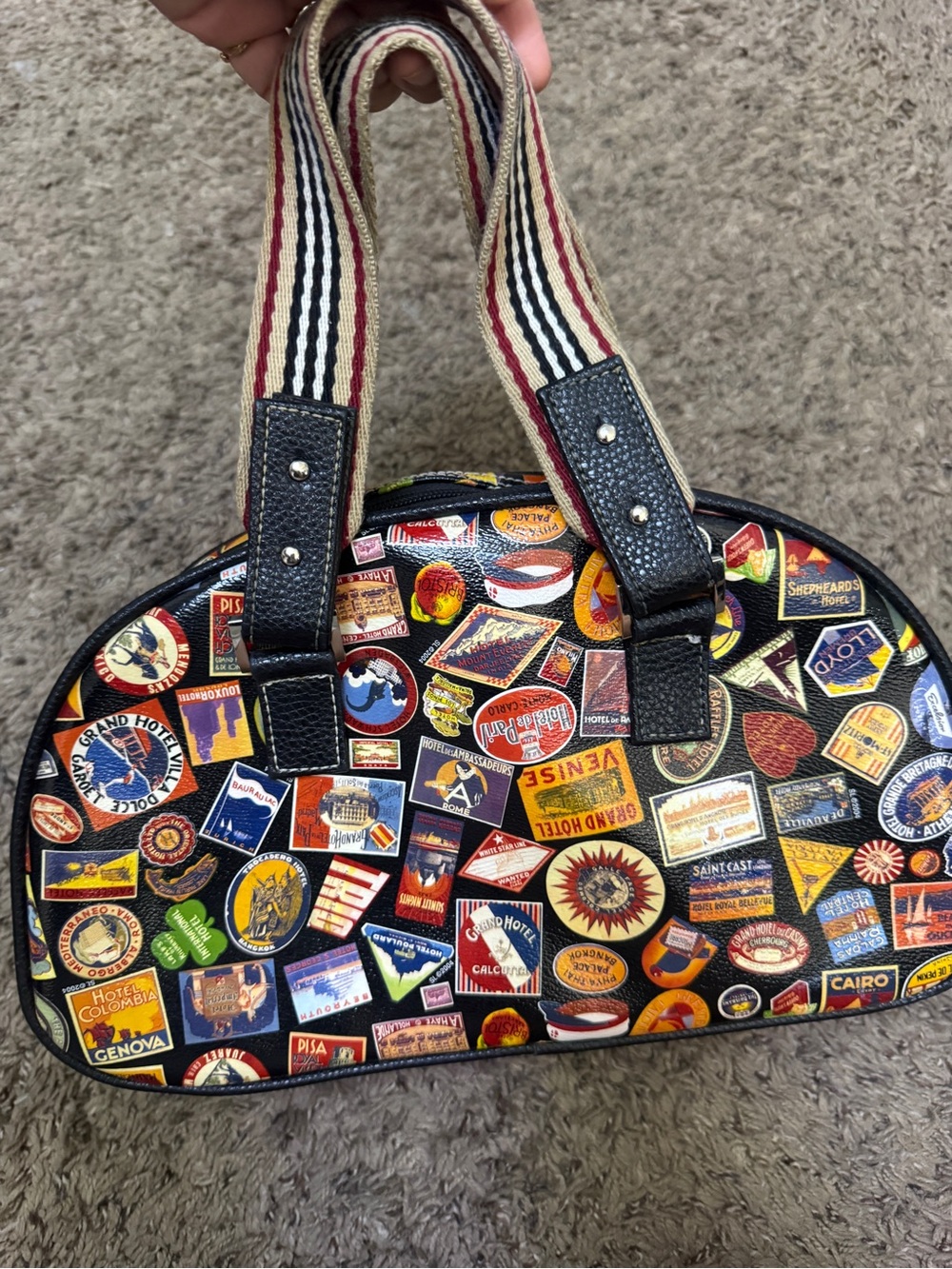 Sydney Love Travel Stamp Print Handbag | Vintage-Inspired Travel Theme Purse
